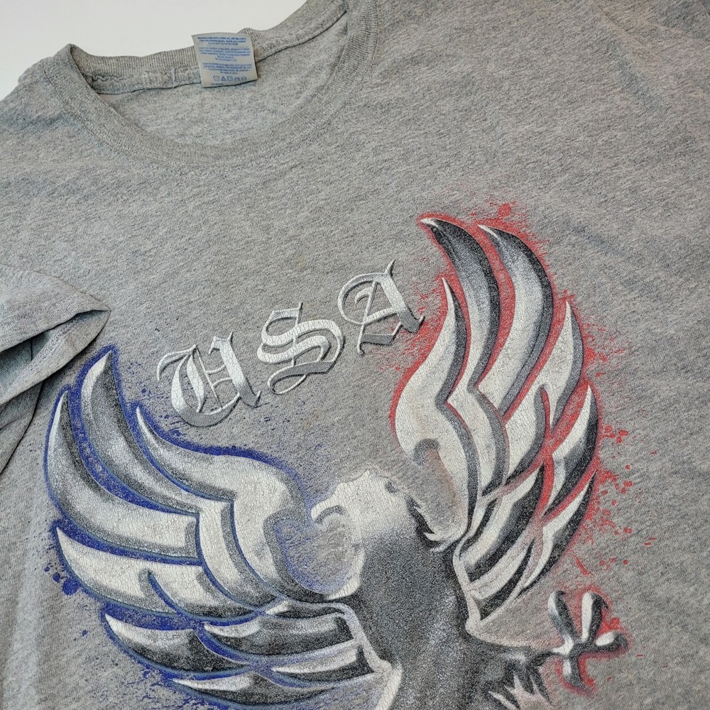 Men's Gray‎ USA Graphic T-Shirt - Size XL distressed